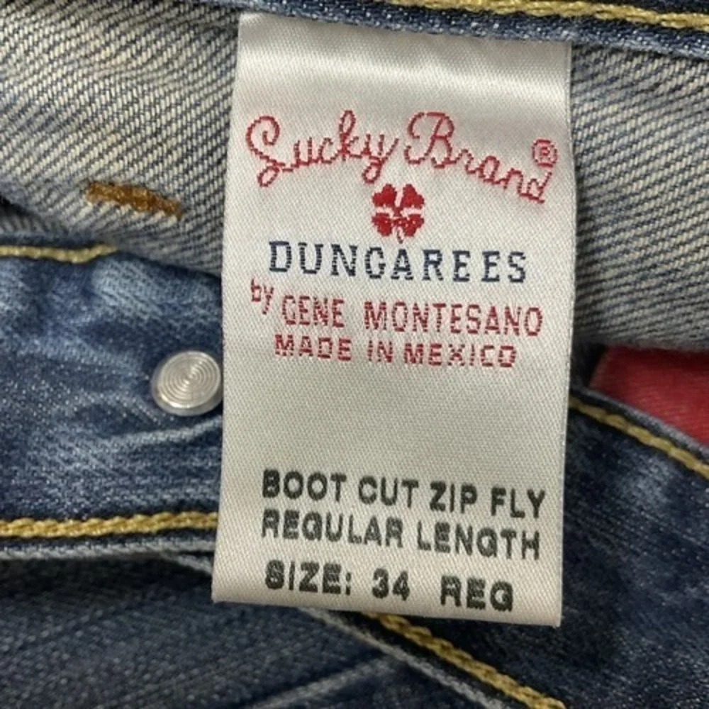 VTG Lucky Brand Dungarees Bootcut Regular Length Jeans Men 34 USA‎ 100% Cotton